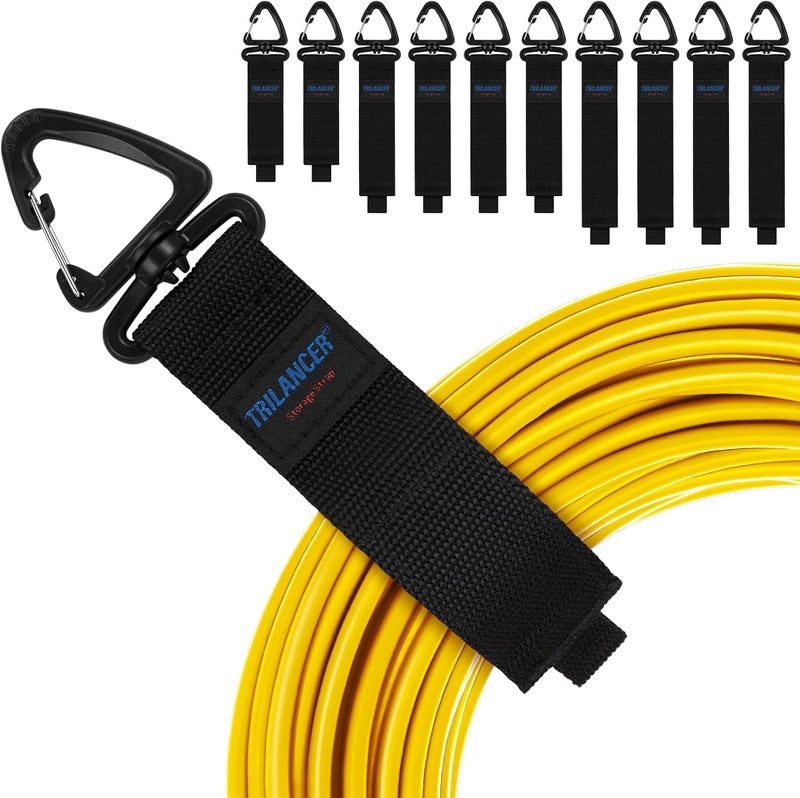 Trilancer Heavy Duty Storage Straps(10-Pack), Hook-and-Loop Cord Organizer and Hanger with Triangular Buckle to Hang on Walls for Cables, Wires, Rope, Hoses, Organization for Home, Garage or Workshop - Image 1